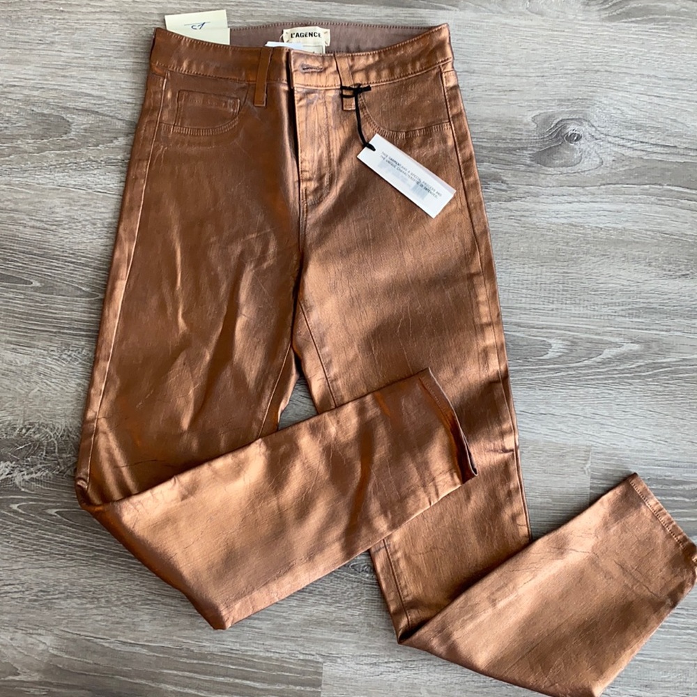 L’AGENCE Margot Metallic high rise jeans
